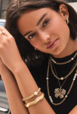 Inner Circle Wide Hinged Bangle in Gold