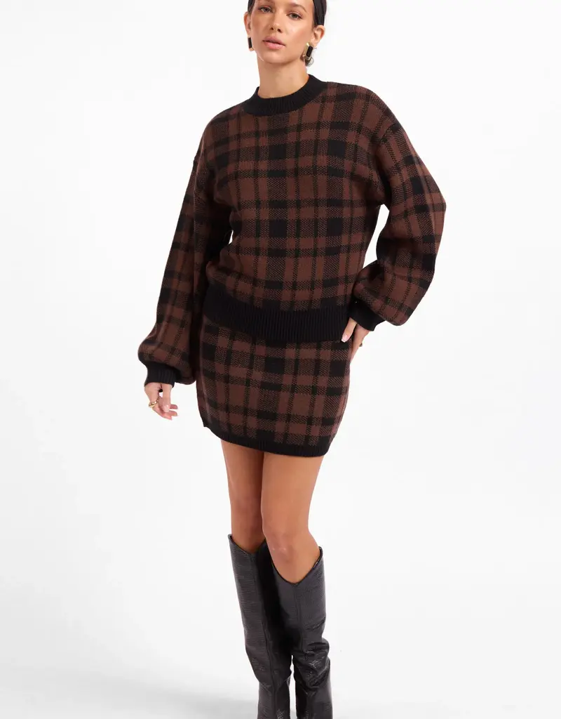 J.HOFFMAN'S Cameron Plaid Skirt Set in Oak Black
