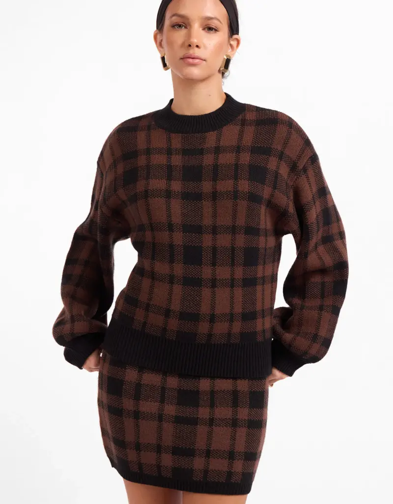 J.HOFFMAN'S Cameron Plaid Skirt Set in Oak Black