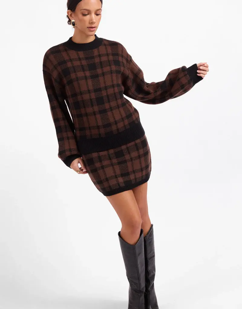 J.HOFFMAN'S Cameron Plaid Skirt Set in Oak Black