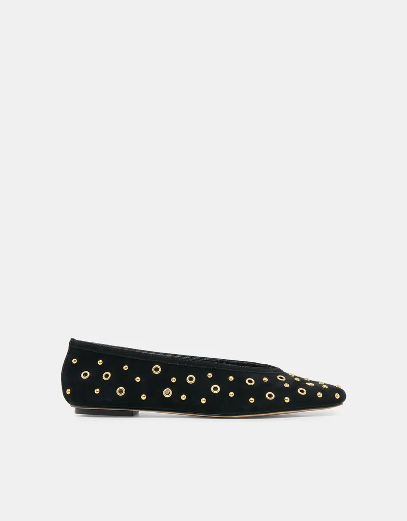 J.HOFFMAN'S Carat Stud Flat in Onyx Suede