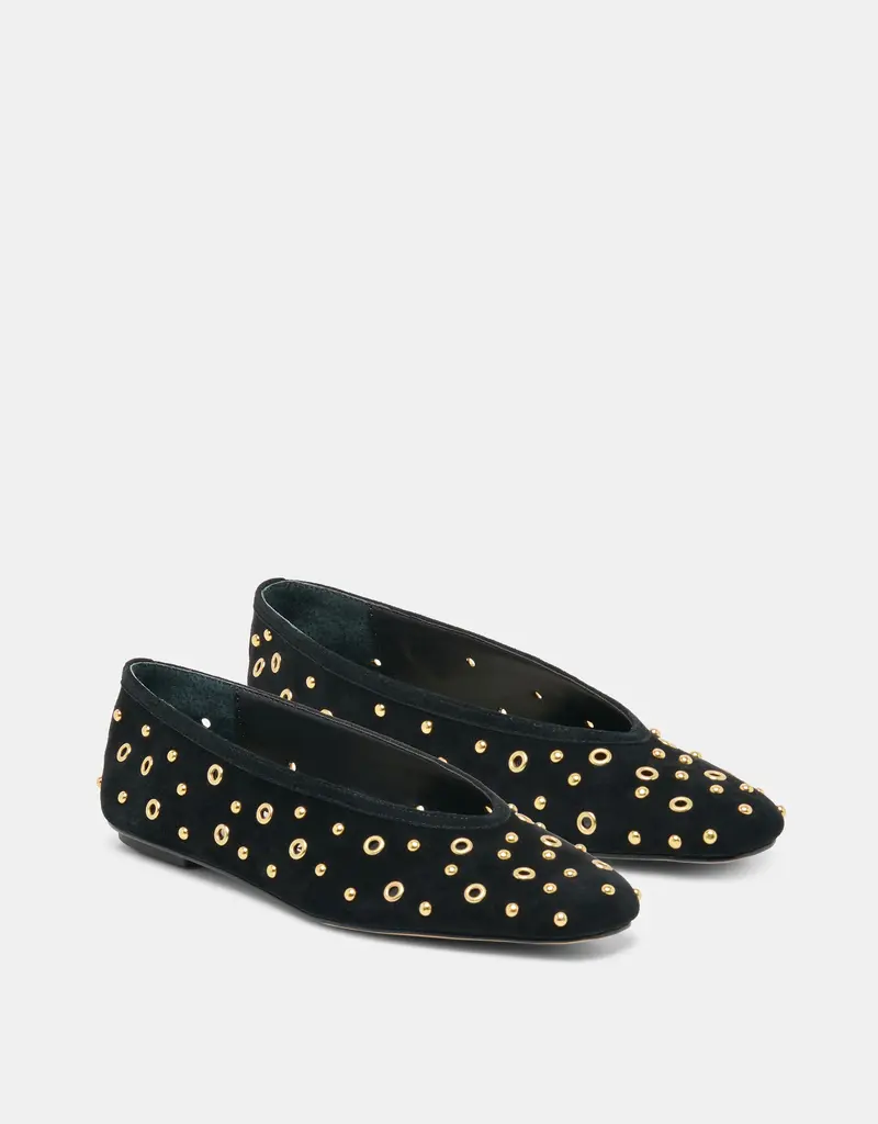 J.HOFFMAN'S Carat Stud Flat in Onyx Suede