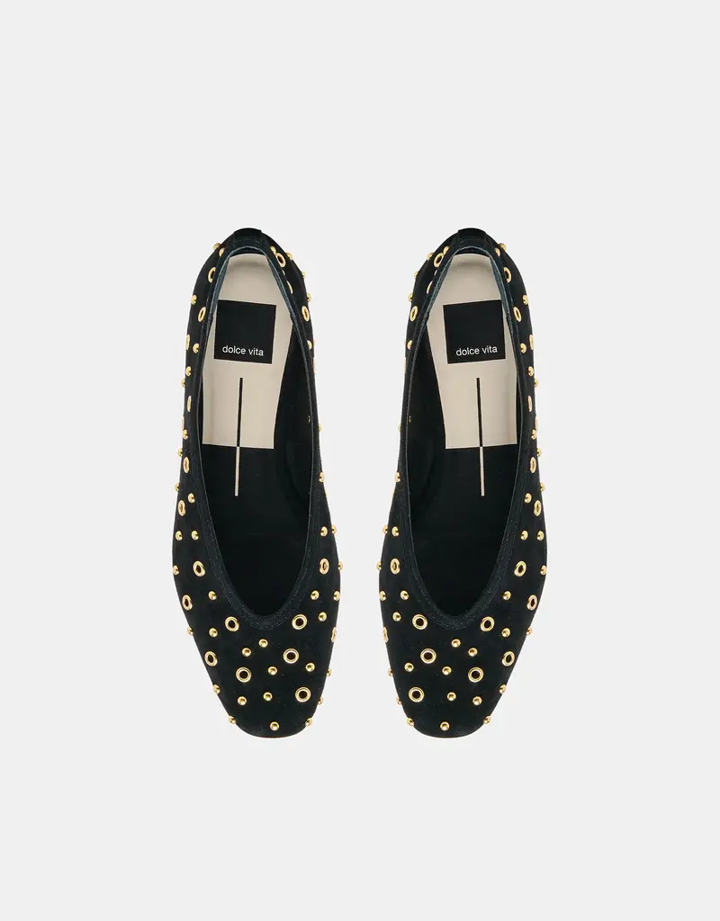 J.HOFFMAN'S Carat Stud Flat in Onyx Suede