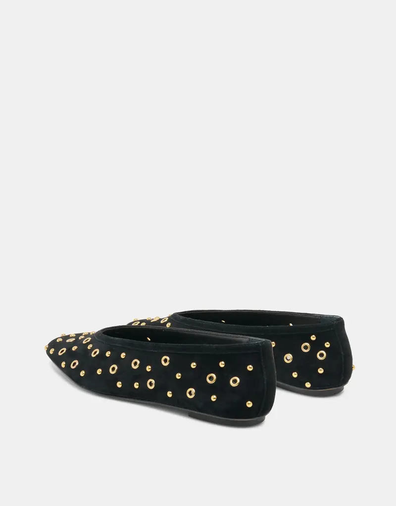 J.HOFFMAN'S Carat Stud Flat in Onyx Suede