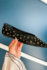 J.HOFFMAN'S Carat Stud Flat in Onyx Suede