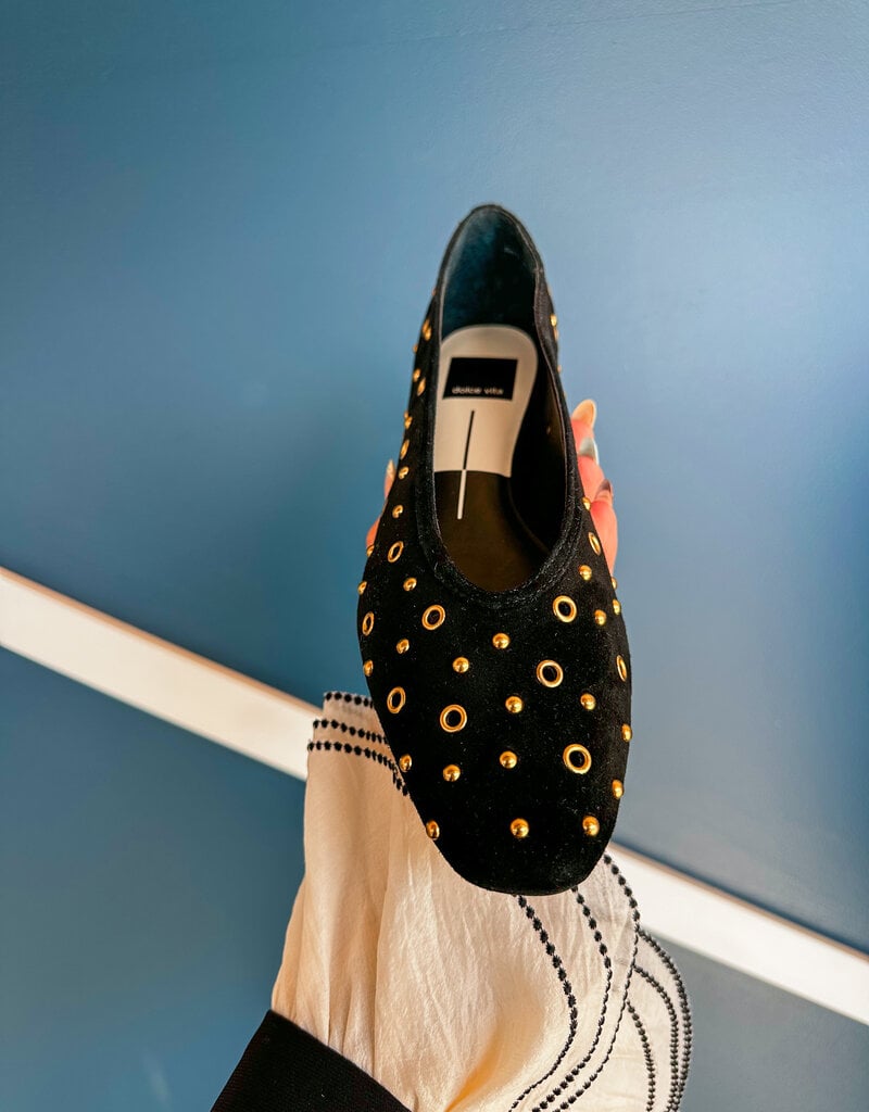 J.HOFFMAN'S Carat Stud Flat in Onyx Suede