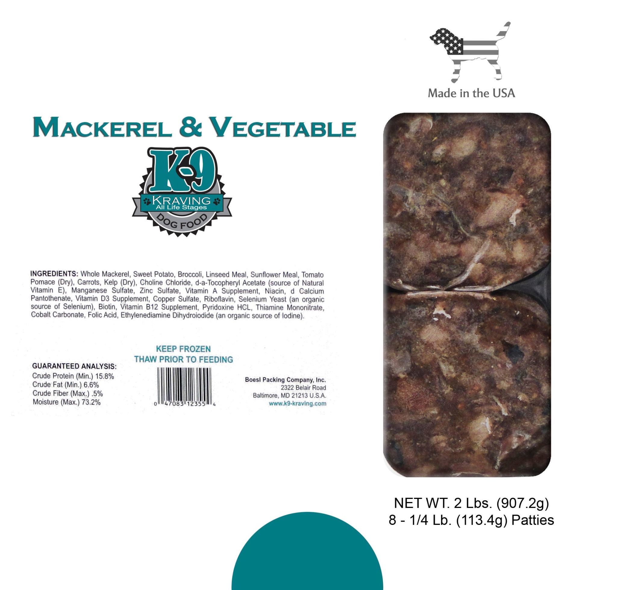 K-9 Kraving K9 Kraving 2lb Mackerel Patties