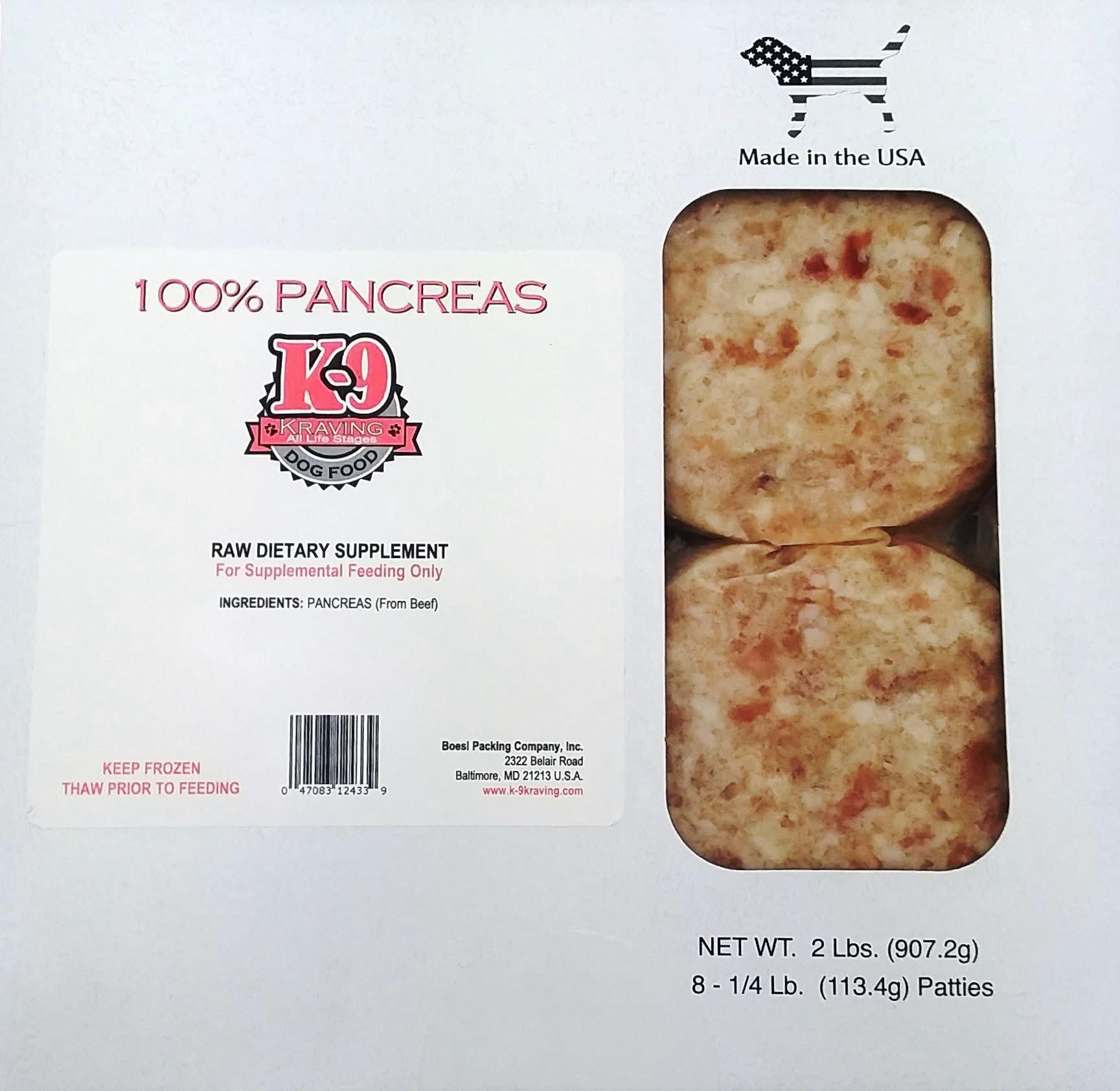 K-9 Kraving K9 Kraving 2lb Pancreas Patties