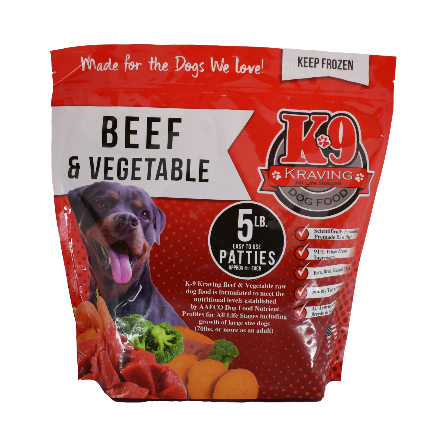 K-9 Kraving K9 Kraving 5lb Beef Patties