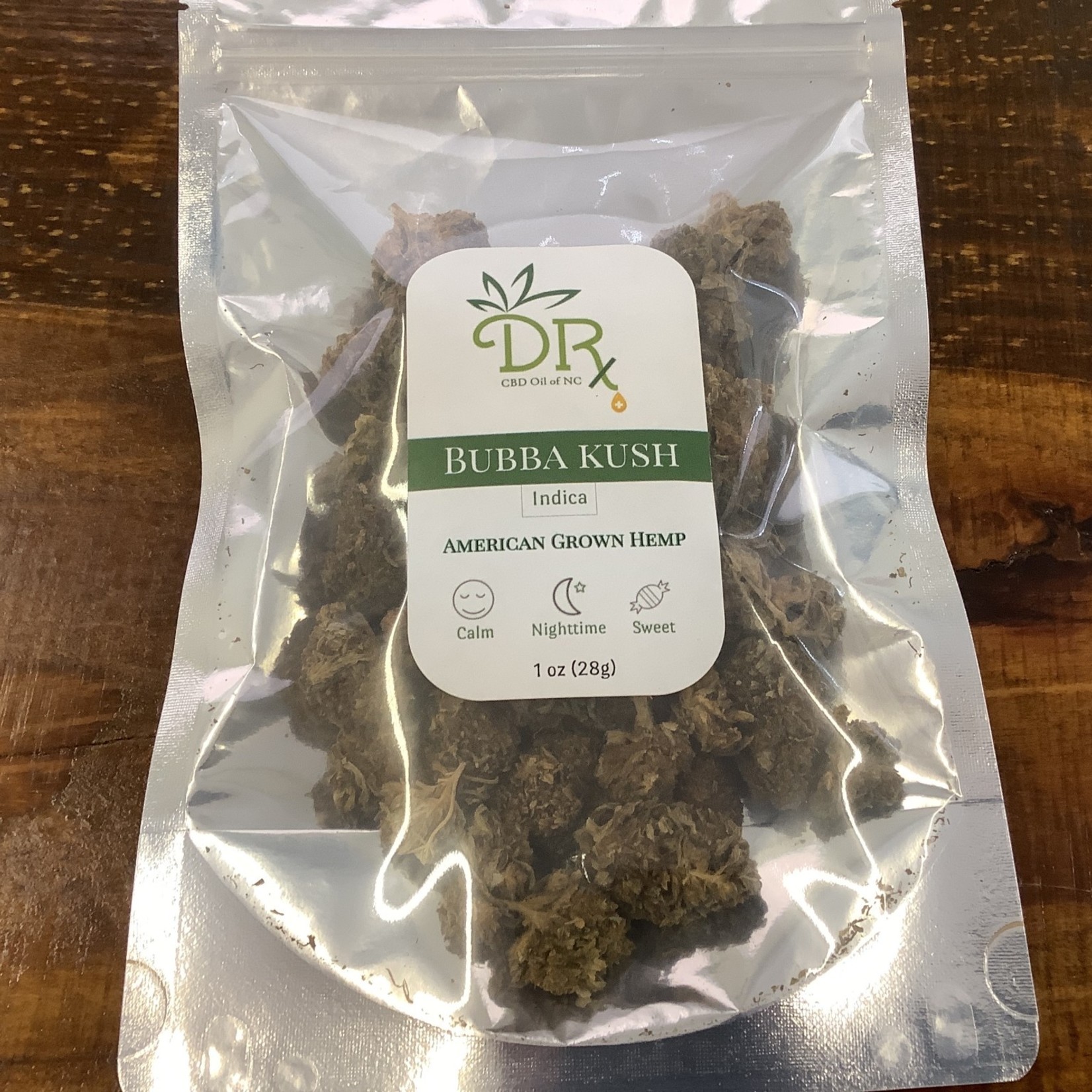 DRx Smoke Hemp 1 ounce Bubba Kush Nuts and Buds