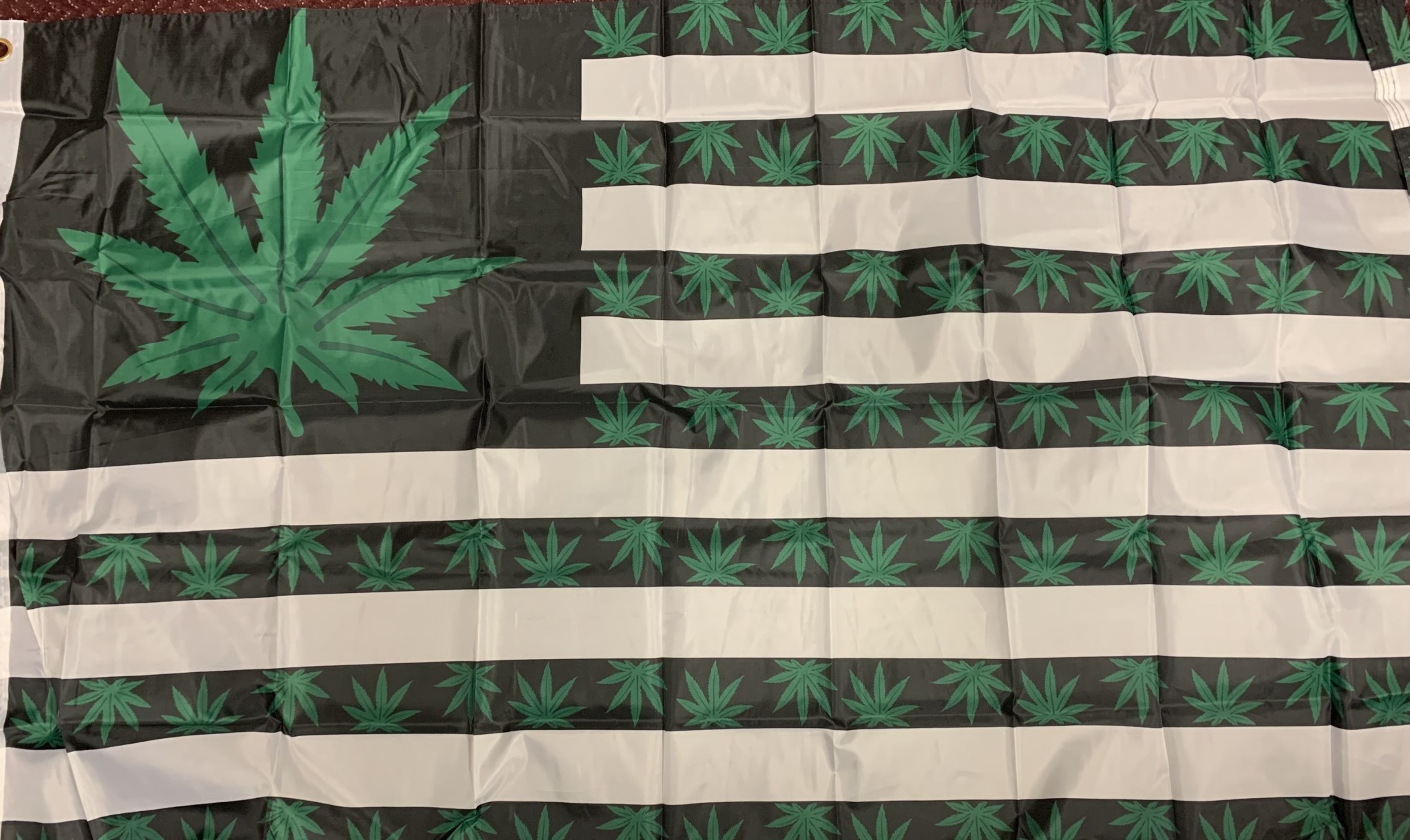 Flag 3x5 Hemp Leaf Nuts and Buds