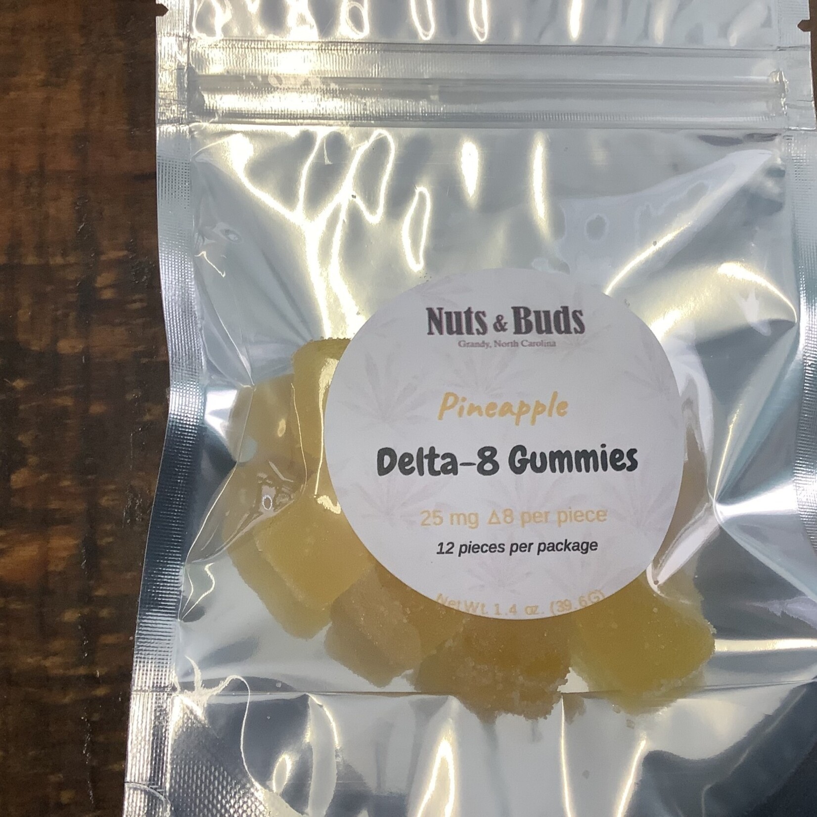 Nuts and Buds (Delta 8) Pineapple -25-per gummie