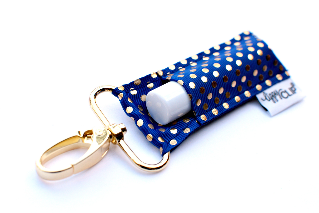 LippyClip Royal Gold Dots lip balm holder