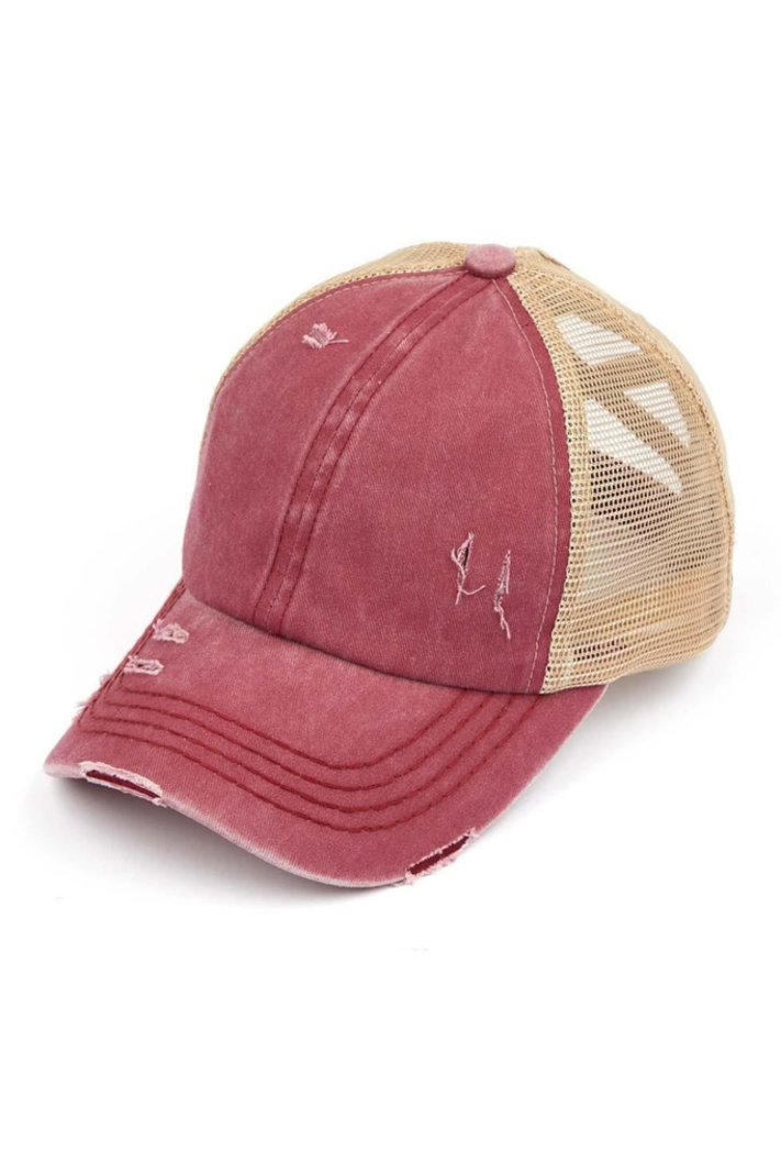 CC Distressed Ponytail hat