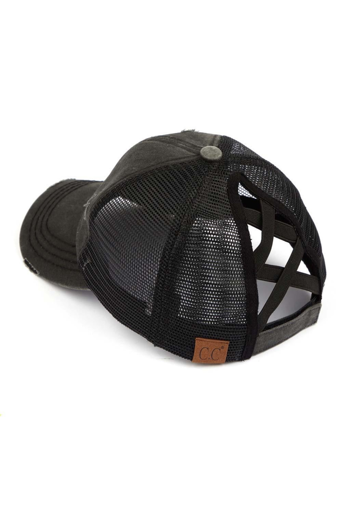 CC Distressed Ponytail hat