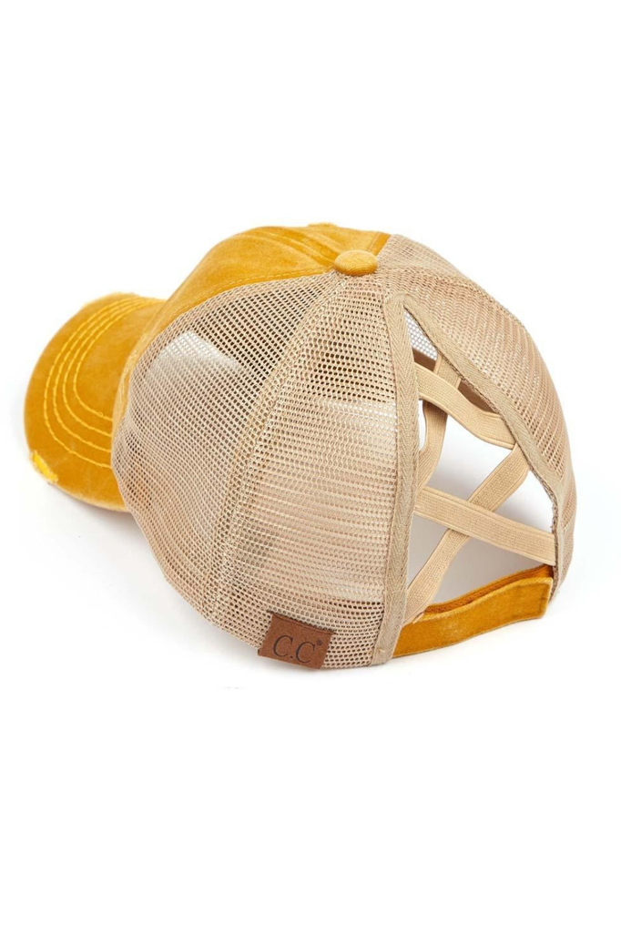 CC Distressed Ponytail hat