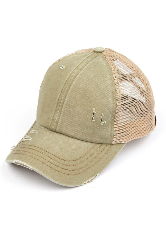 CC Distressed Ponytail hat