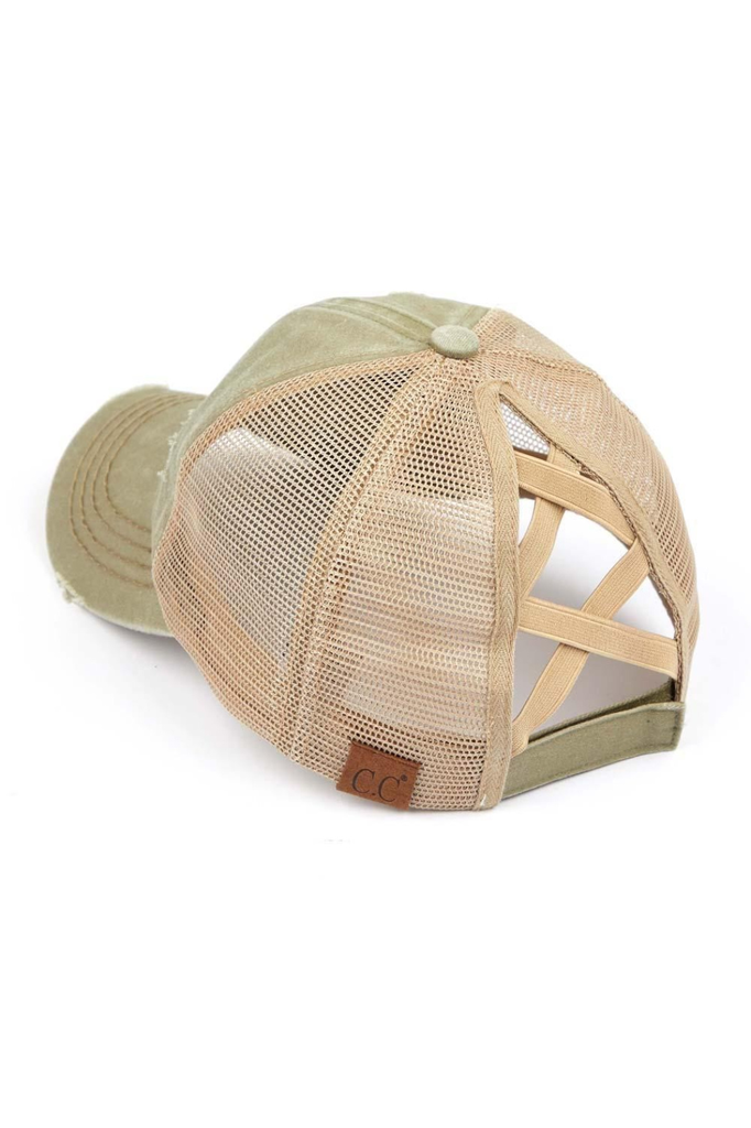 CC Distressed Ponytail hat