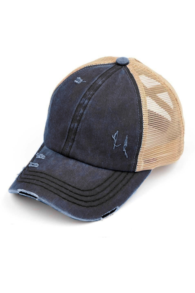CC Distressed Ponytail hat