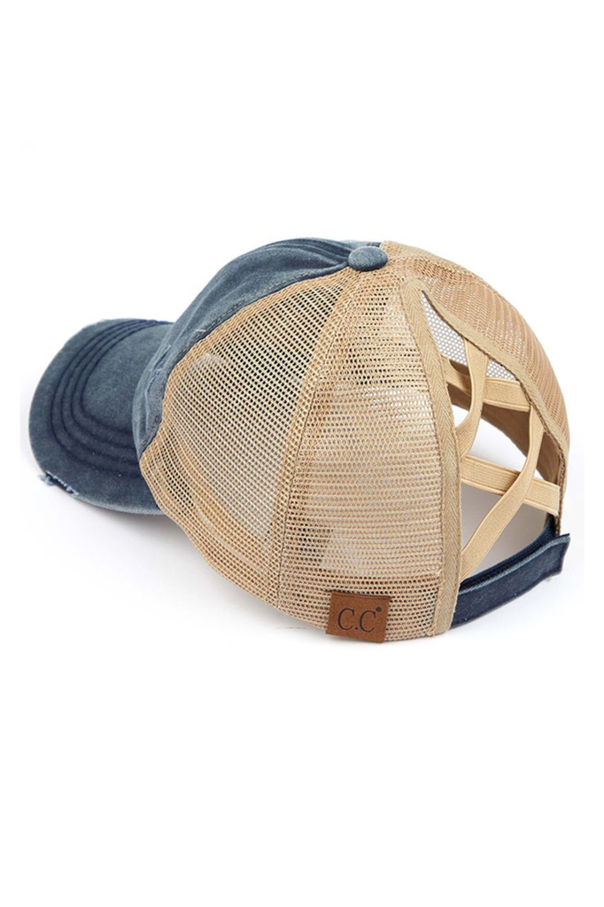 CC Distressed Ponytail hat