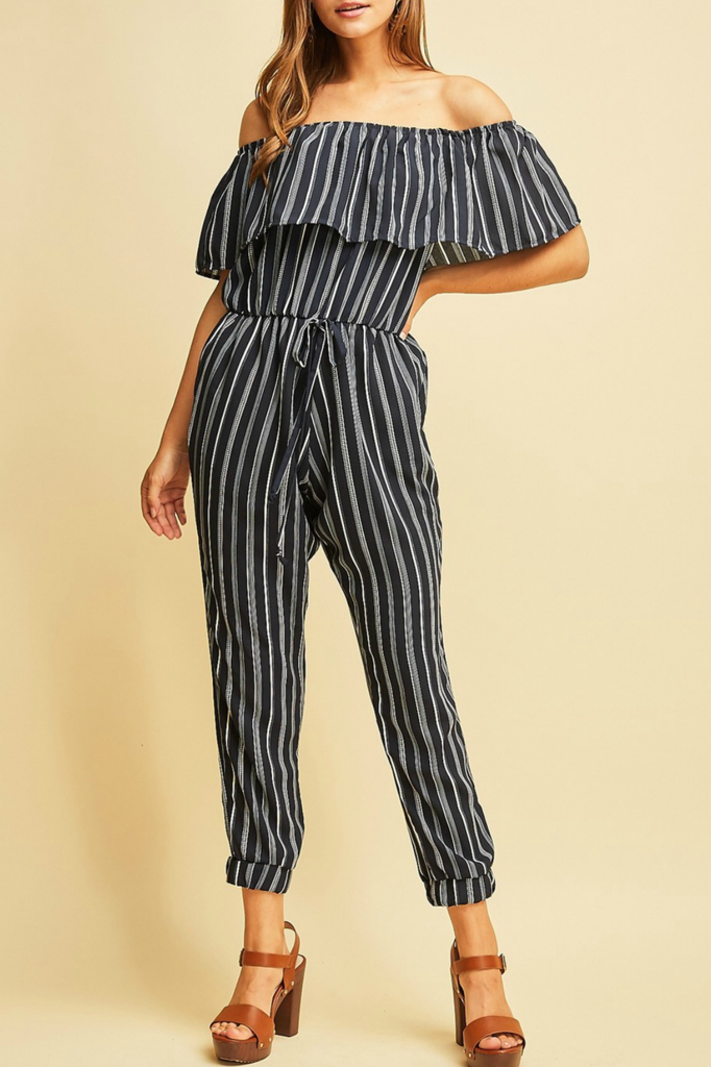 Entro Striped High waist Jumpsuit