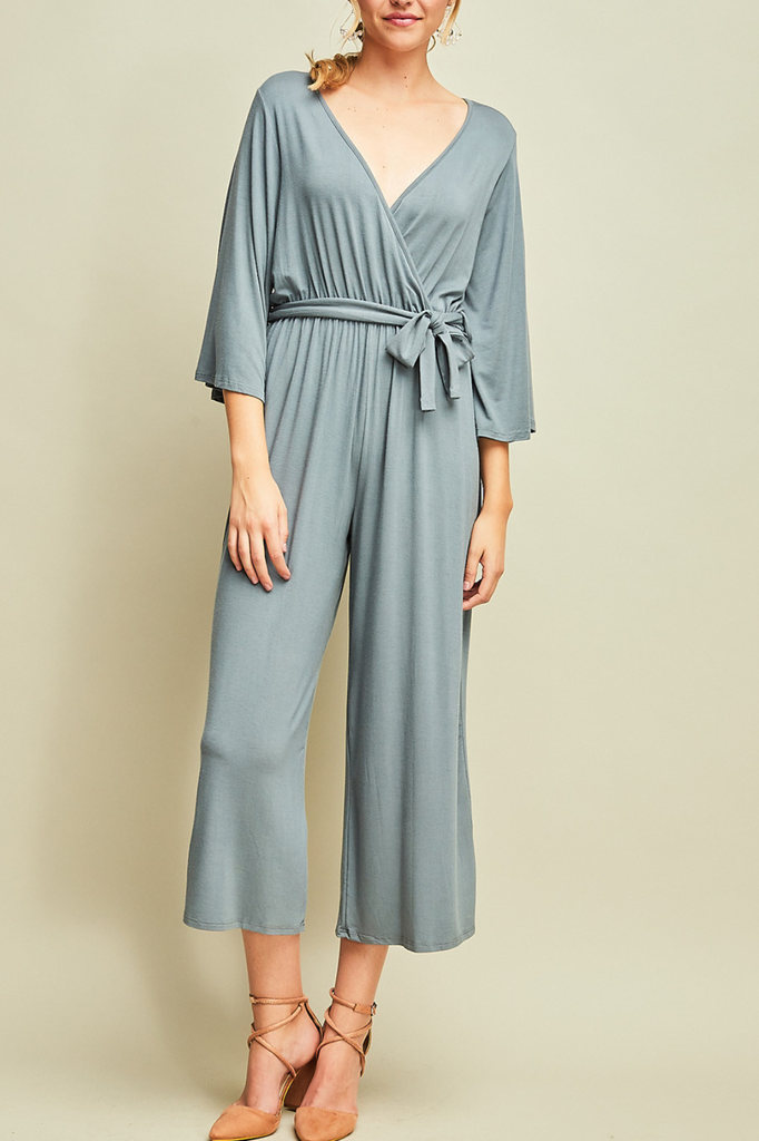 Entro Solid V-neck Jumpsuit