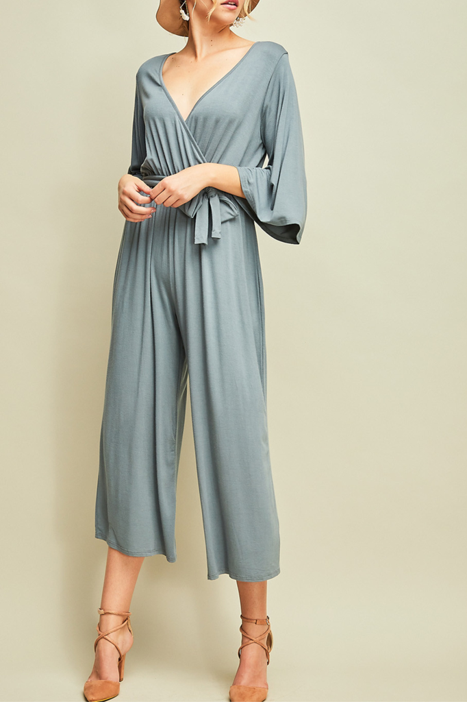 Entro Solid V-neck Jumpsuit