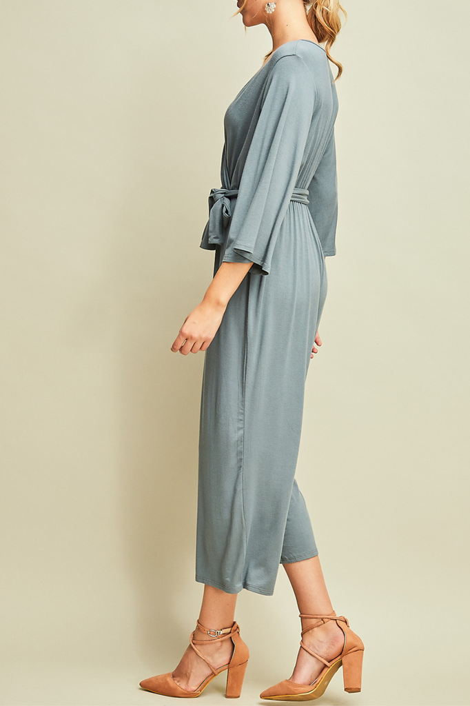Entro Solid V-neck Jumpsuit