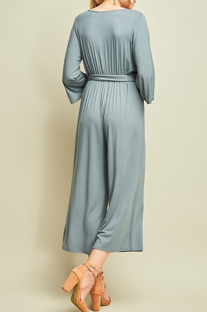 Entro Solid V-neck Jumpsuit