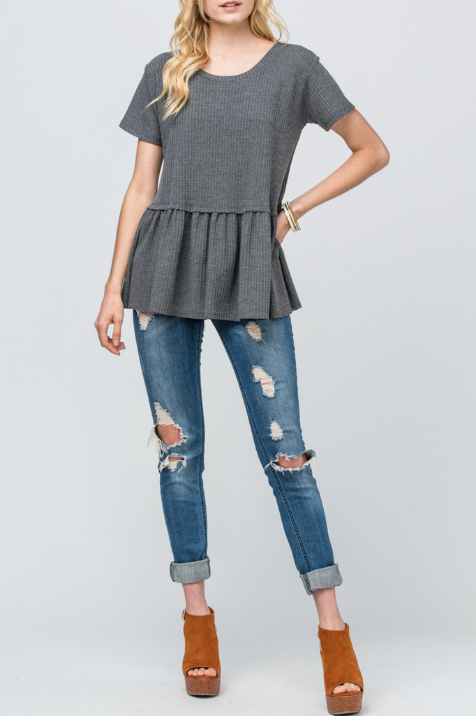 Entro Waffle knit peplum top