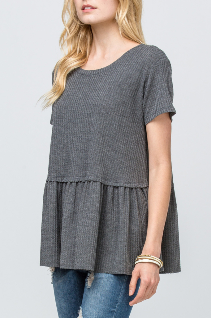 Entro Waffle knit peplum top