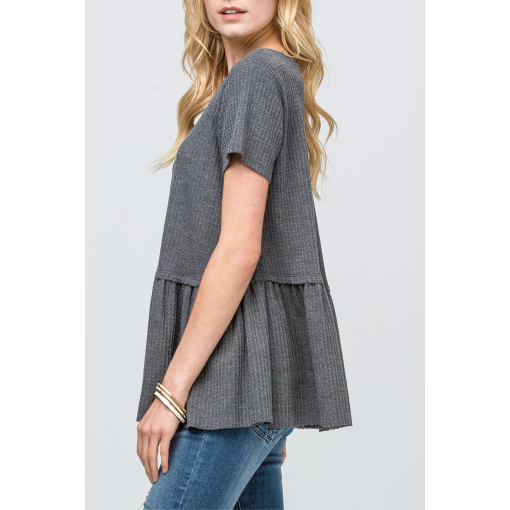 waffle knit peplum top