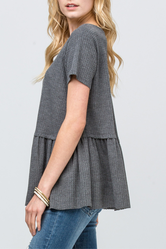 Entro Waffle knit peplum top