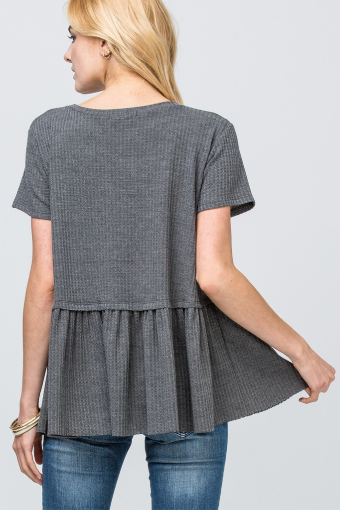 Entro Waffle knit peplum top