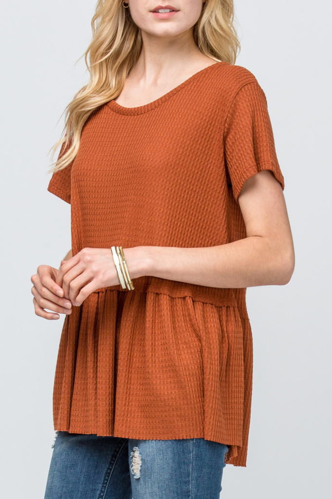 Entro Waffle knit peplum top