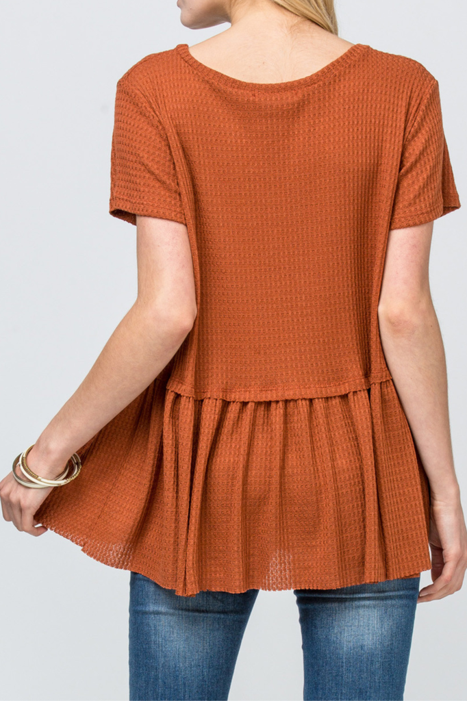 Entro Waffle knit peplum top