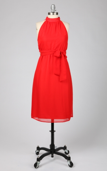 Tulle Tulle Mock Neck Midi Dress with Button Detail at Back, $38, was $77