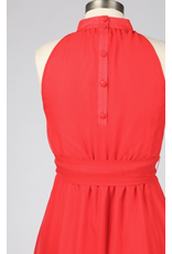 Tulle Tulle Mock Neck Midi Dress with Button Detail at Back, $38, was $77