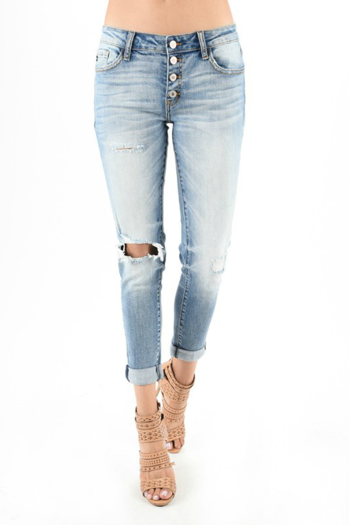 KanCan Distressed Girlfriend fit denim