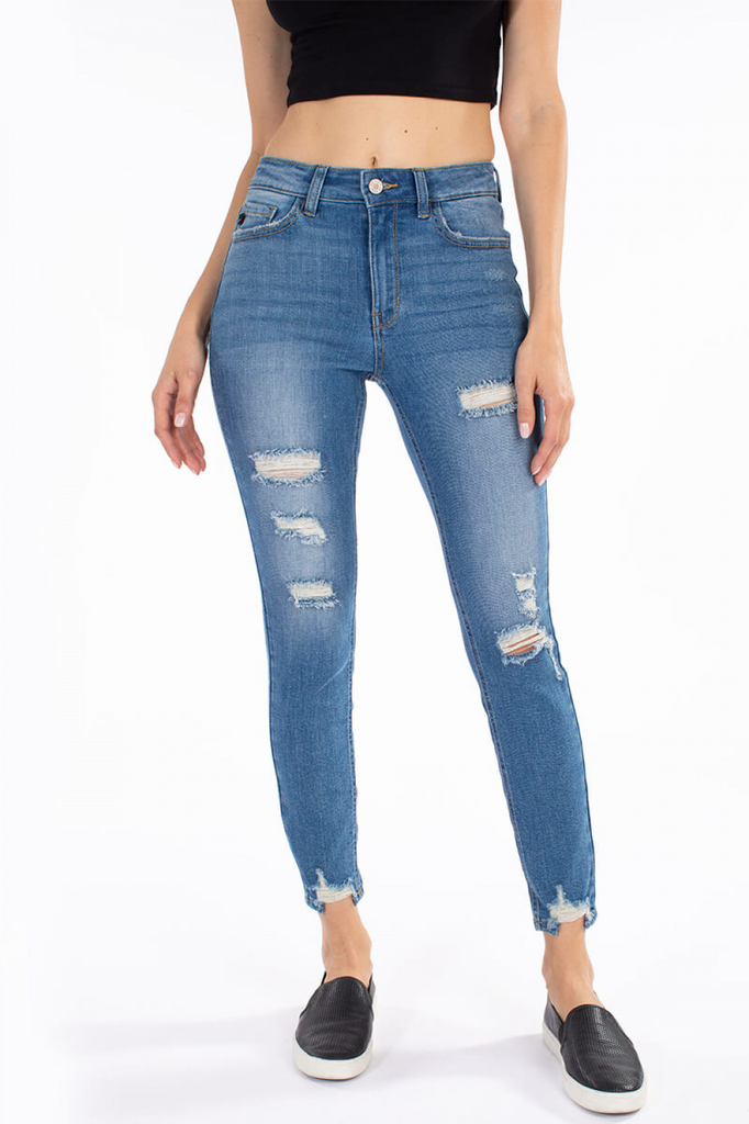 KanCan High Rise Ankle Distressed Skinny