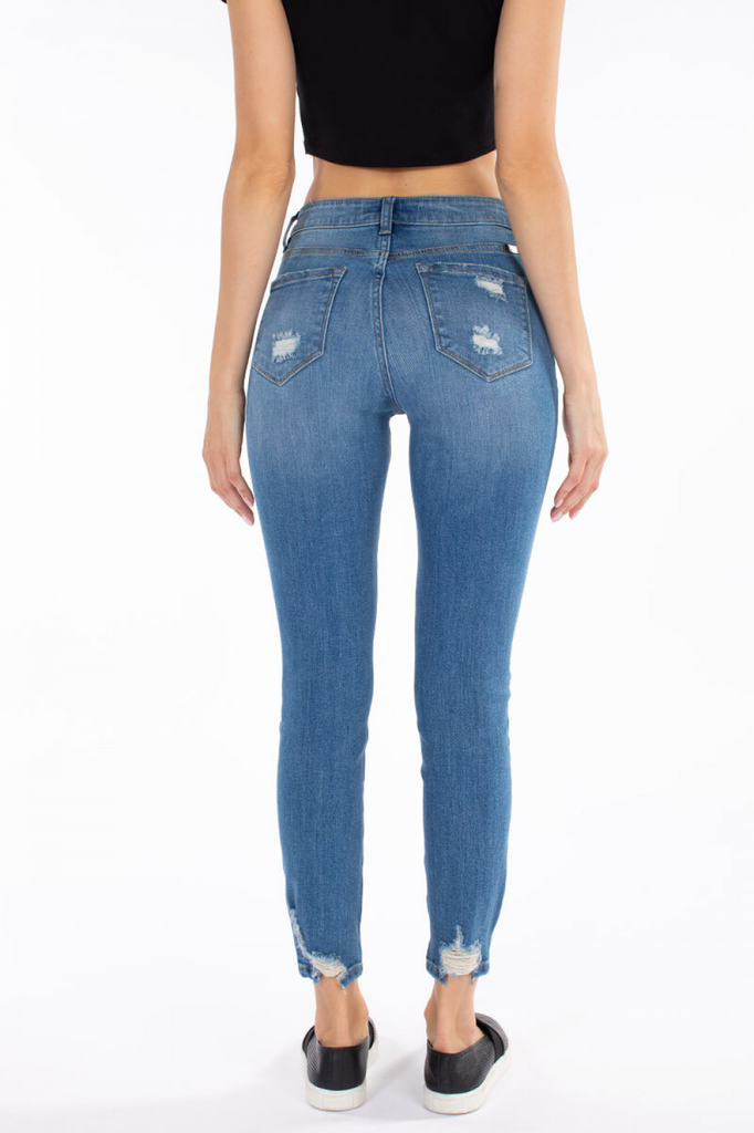 KanCan High Rise Ankle Distressed Skinny