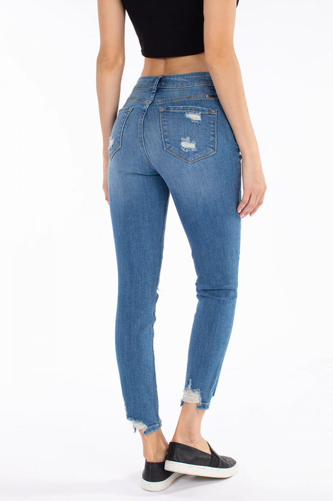 KanCan High Rise Ankle Distressed Skinny