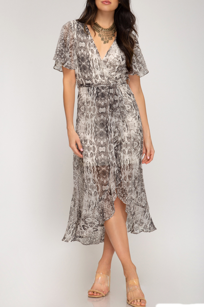 She & Sky Printed Midi Dress