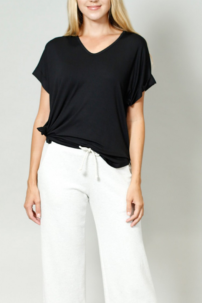 Coin 1804 V-neck, rolled sleeve tee