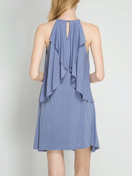 She & Sky Drop Ruffle Shift Dress