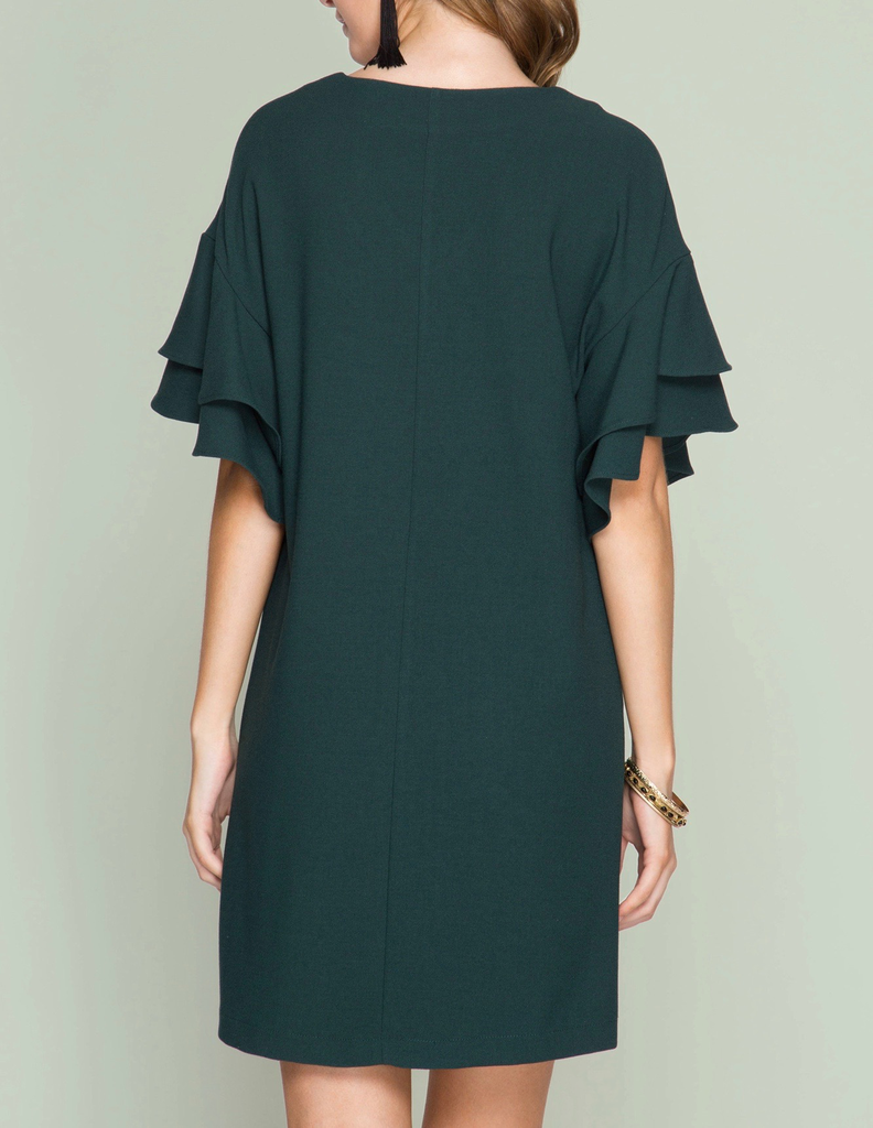 She & Sky Double Ruffled Sleeve Shift Dress