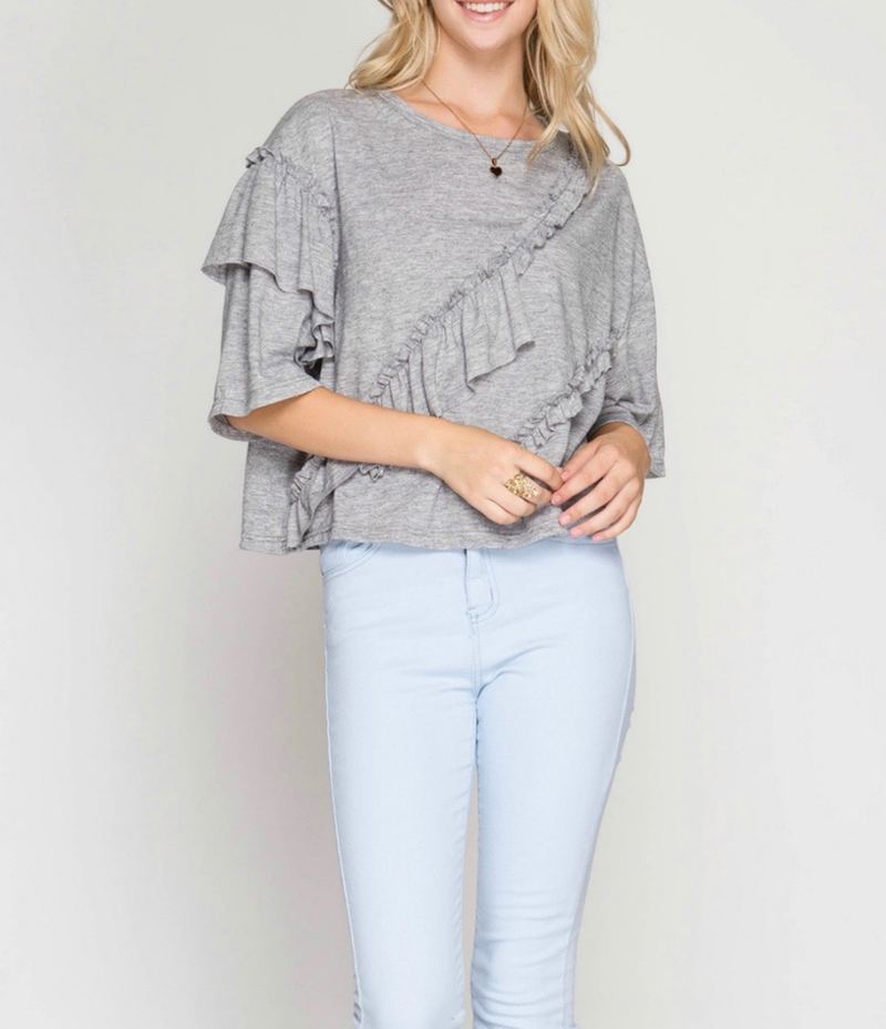 She & Sky Ruffle Detail Top