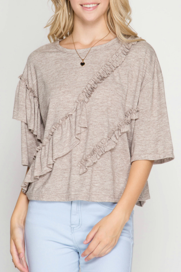 She & Sky Ruffle Detail Top