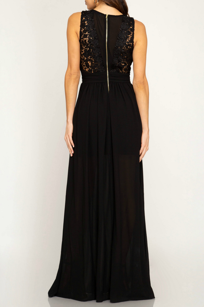 She & Sky Crochet bodice maxi dress