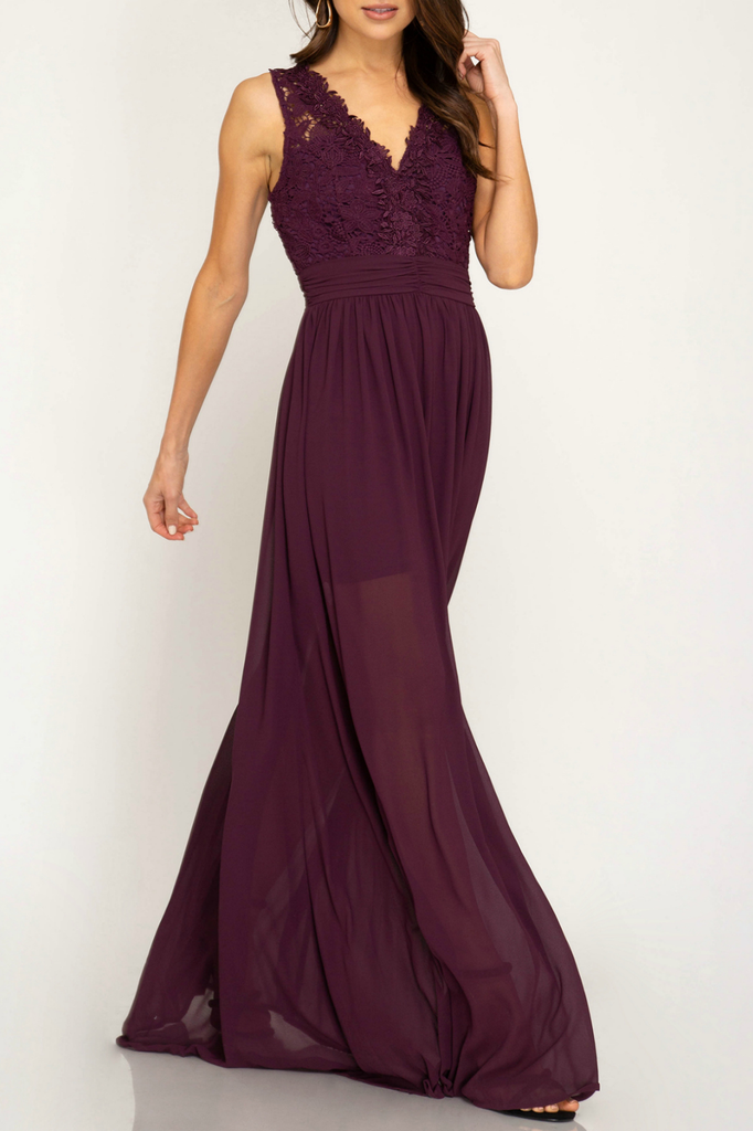 She & Sky Crochet bodice maxi dress